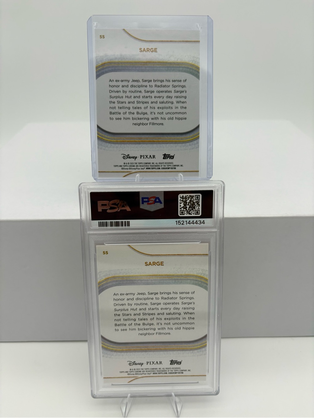 Topps Chrome Disney Sarge Red Sapphire 3/5 PSA 8 & Purple Wave Refractor 193/250 - Picture 2 of 2